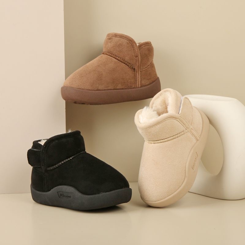 冬季新款宝宝雪地靴加绒婴幼儿软底鞋男女童棉鞋小孩子学步鞋防滑