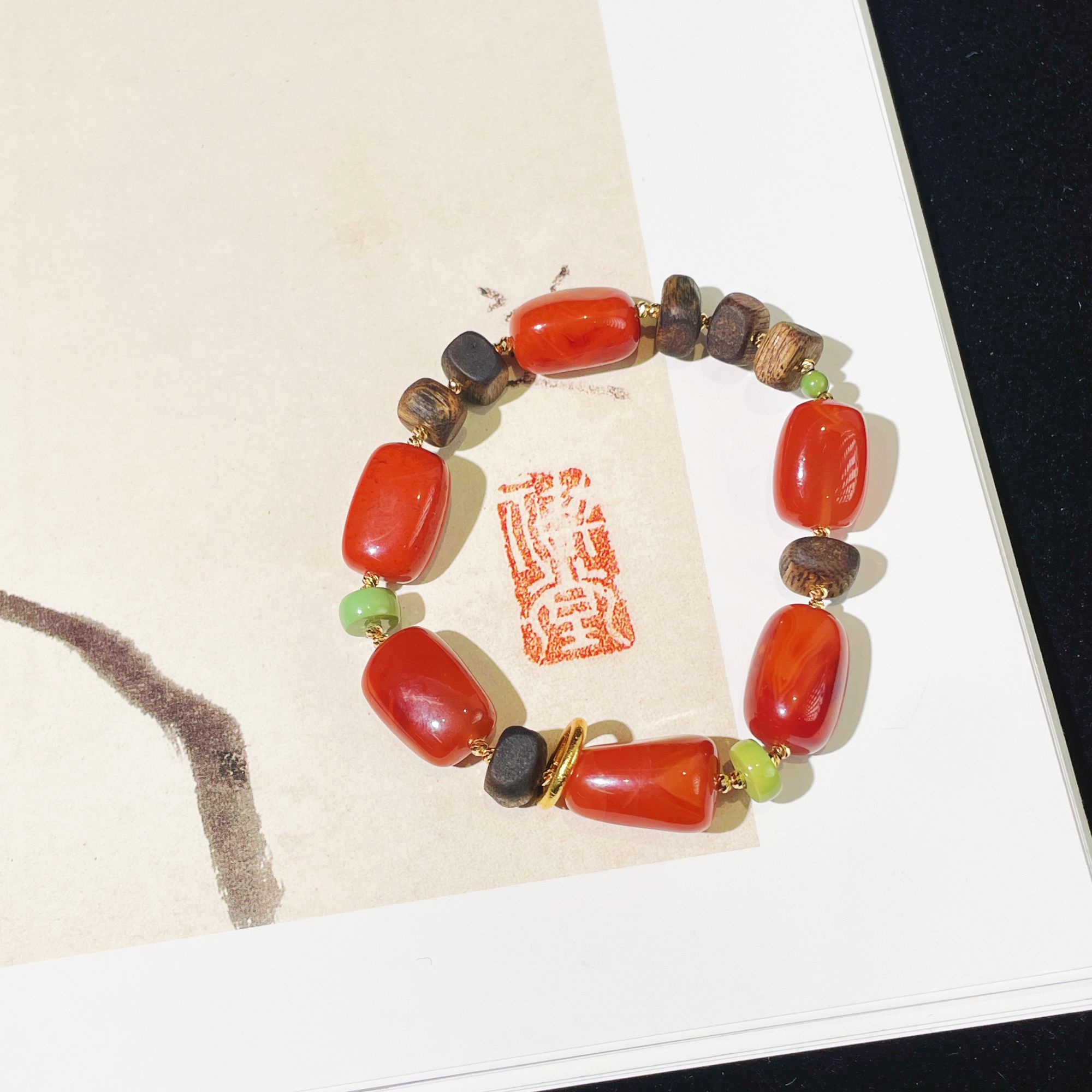 【云上雅岚】C8622-18k南红DIY沉香手串-随形-多样性发一件