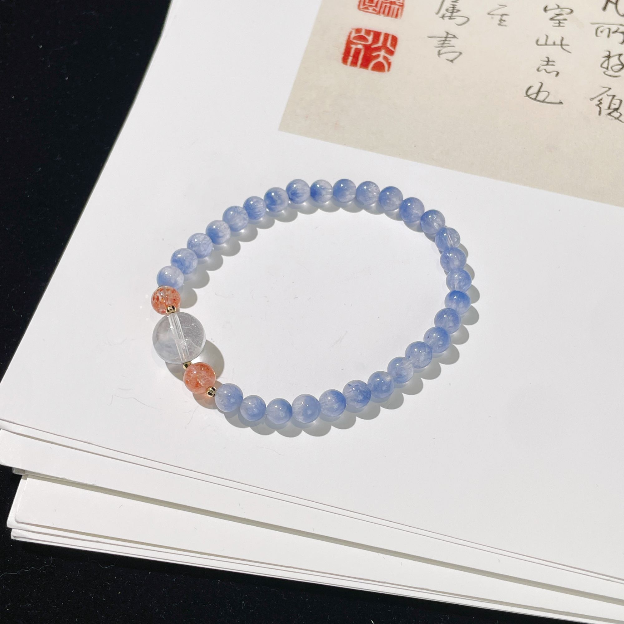 【云上雅岚】C73842-18k蓝线手串-5.5mm-多样性发一件