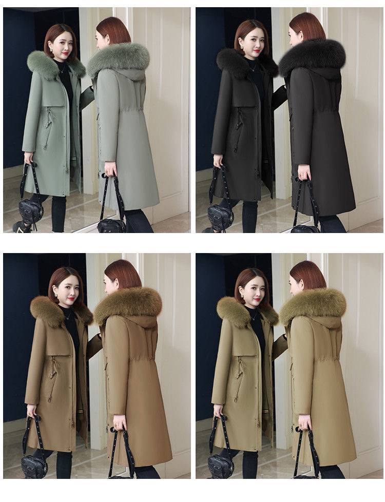 2025新款时尚女款派克服大毛领内胆可拆卸修身冬季保暖加厚秋冬