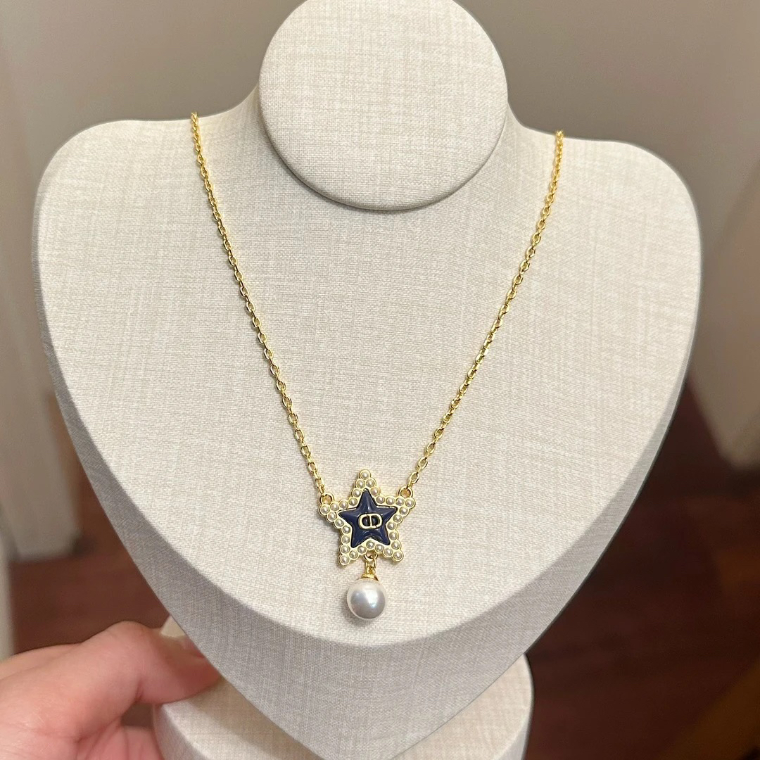 铜合金仿珍珠项链 N0070轻奢高级小众设计时尚百搭五角星项链