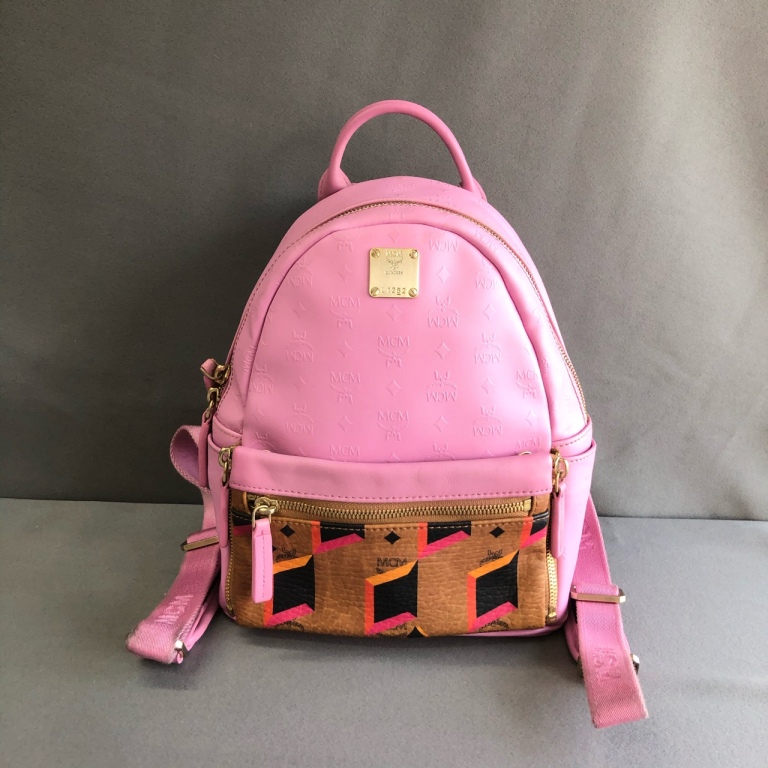 95新 MCM  拾锦奢品  MCM粉色双肩包