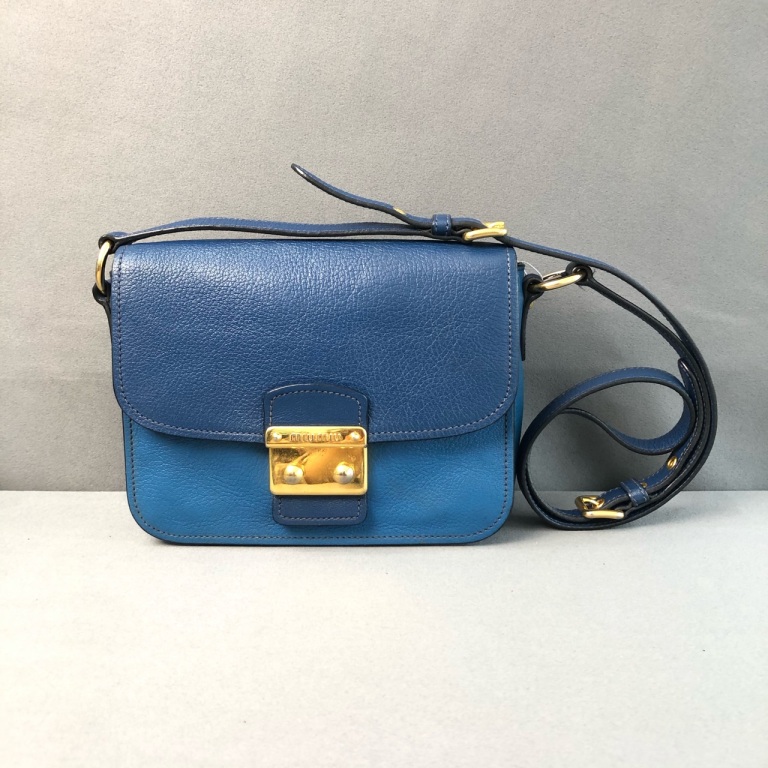 95新 GUCCI/古驰  拾锦奢品 缪缪miumiu蓝色单肩包