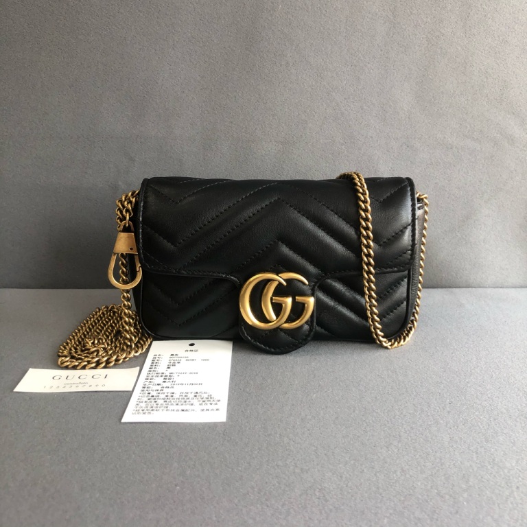 95新 GUCCI/古驰 拾锦奢品黑金马蒙mini斜挎包