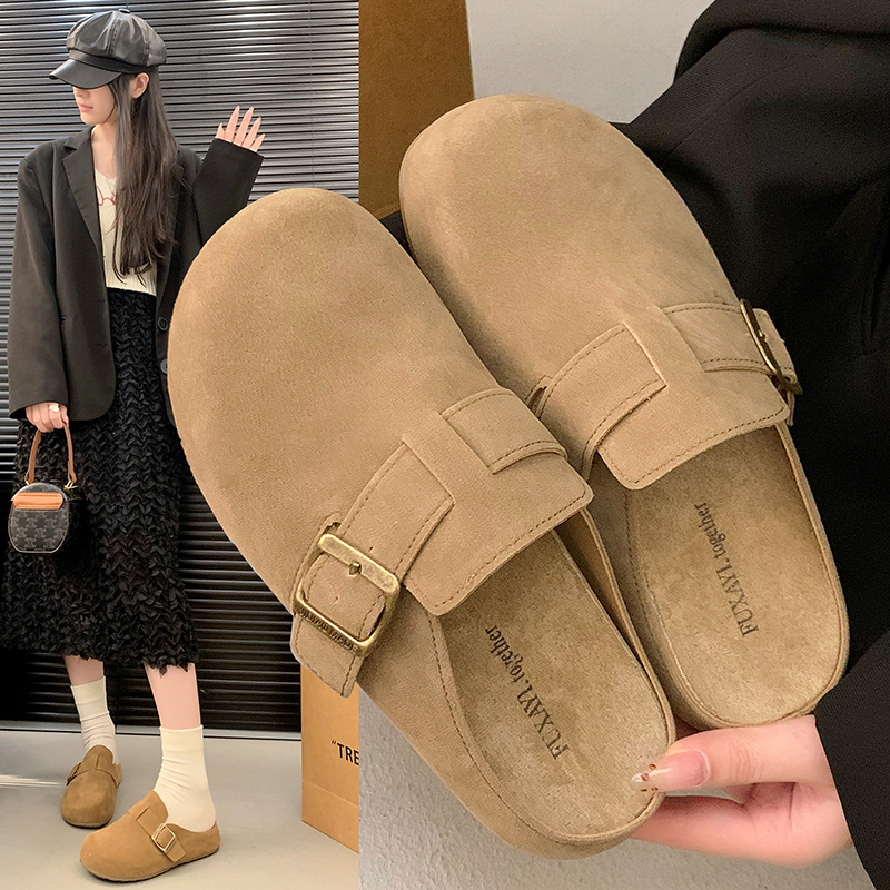 博肯包头拖鞋2025秋季新款勃肯鞋厚底半拖软皮软底低帮女勃肯拖鞋