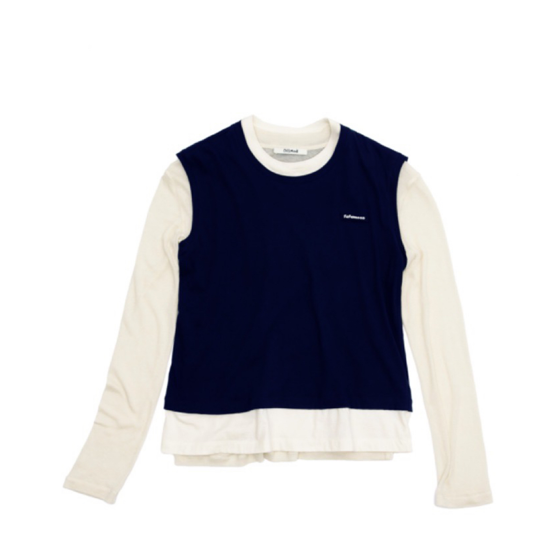 FAFAMOON 24秋冬新品假两件撞色长袖T恤