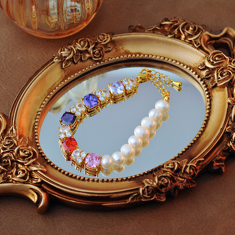 铜合金锆石手链 K301 欧美奢华珠珠满钻锆石手链轻奢高贵质感百搭