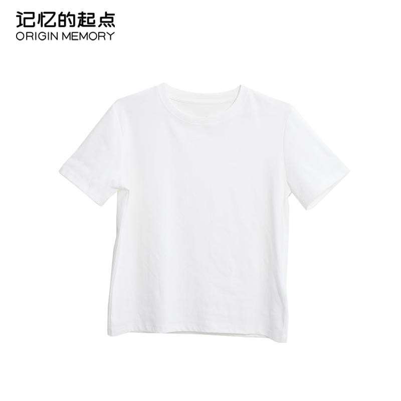 记忆的起点简约基础款圆领短袖t恤女夏季款韩版纯色上衣68AX30087