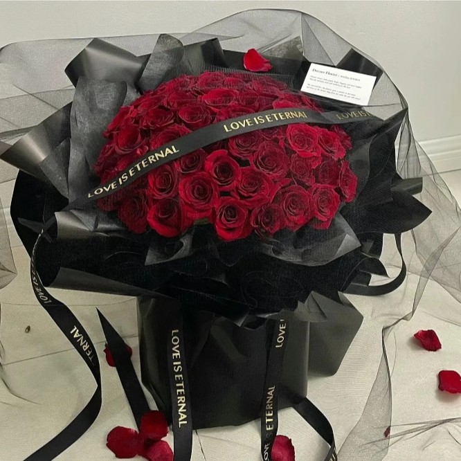 【同城配送】【只爱你呀】52朵红玫瑰鲜花韩式花束生日鲜花花店送花上门生日花束送老婆送女朋友见面纪恋日