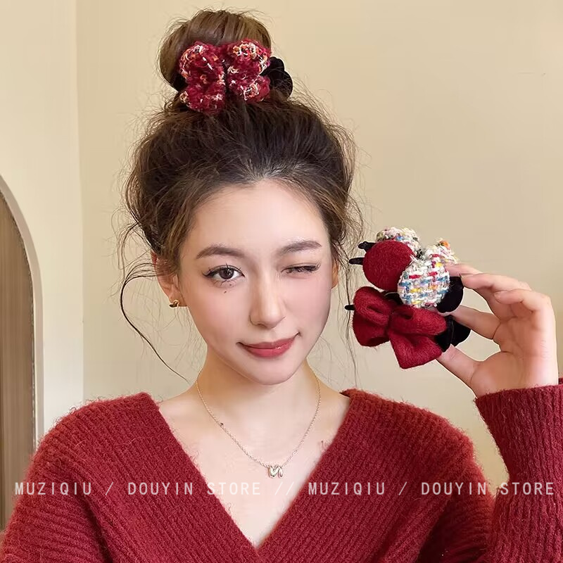 木子秋新年蝴蝶结丸子夹高级感气质时尚复古可爱温柔搭头饰发夹