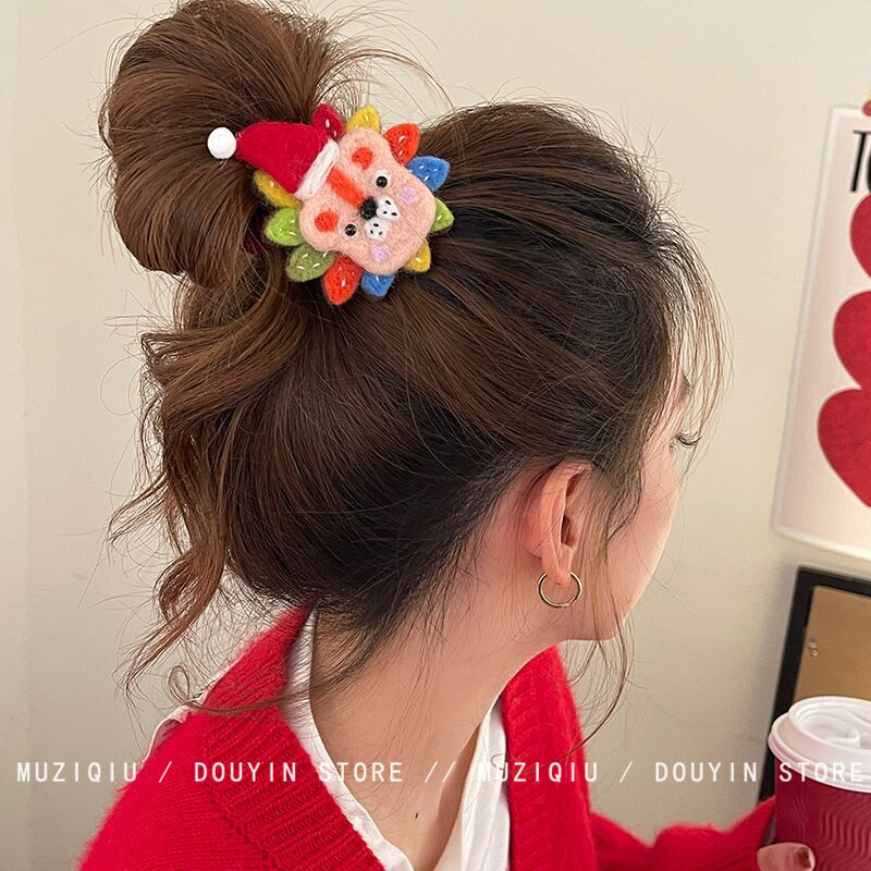 木子秋高级感毛毡可爱新年电话线头绳优雅气质时尚甜美温柔搭发圈