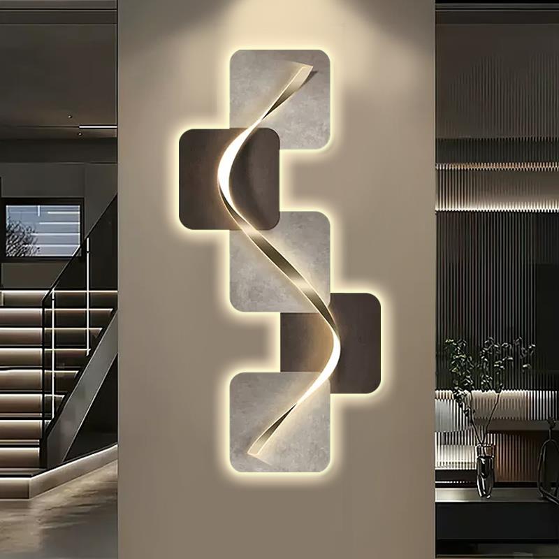 现代轻奢入户玄关装饰画led创意灯画极简客厅壁画走廊过道挂画