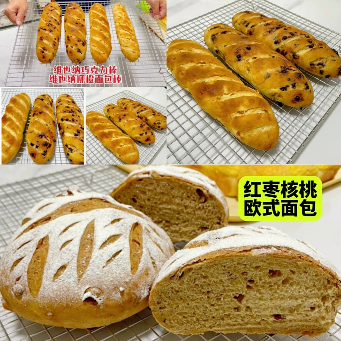 「维也纳巧克力柳橙面包/红枣核桃欧式面包」配方及详细制作教程