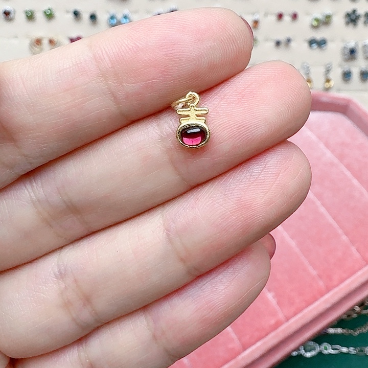 石榴石吊坠(不含链)银S925镶嵌吊坠597