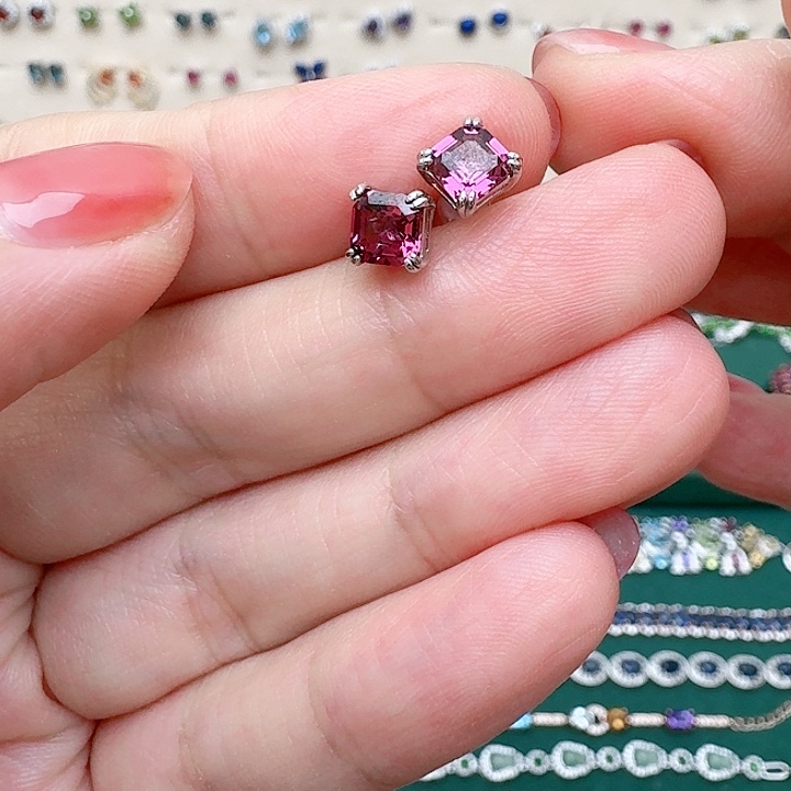 A石榴石耳饰银S925镶嵌567