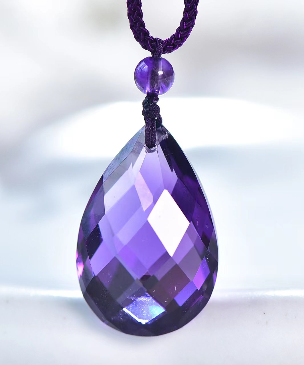 天然紫水晶水滴吊坠气质时尚百搭梦幻紫色挂坠精美项坠素款高端