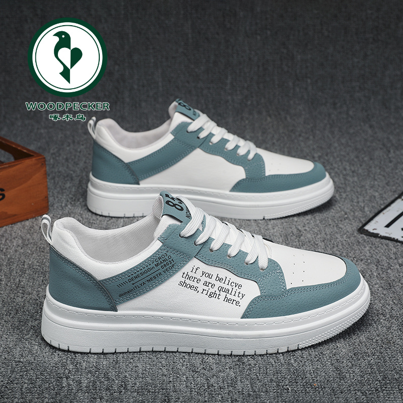 【正品】啄木鸟新款潮流百搭小众设计感休闲平板鞋白鞋学生运动潮鞋
