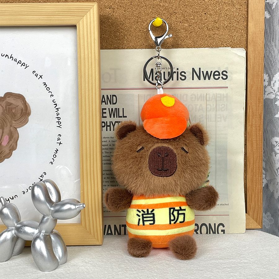 可爱卡皮巴拉公仔警察玩偶小熊毛绒毛绒玩具水豚娃娃礼品生日礼物