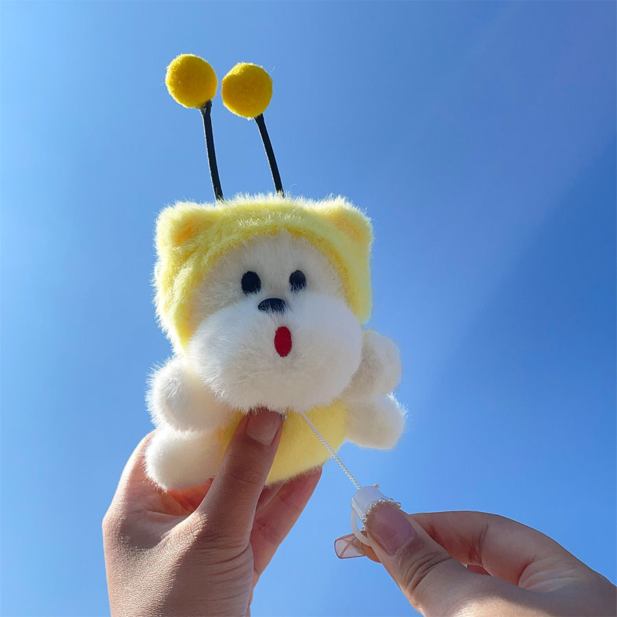 高颜值小众蜜蜂狗包包挂件可爱毛绒玩偶公仔可抽拉翅膀挂饰钥匙扣