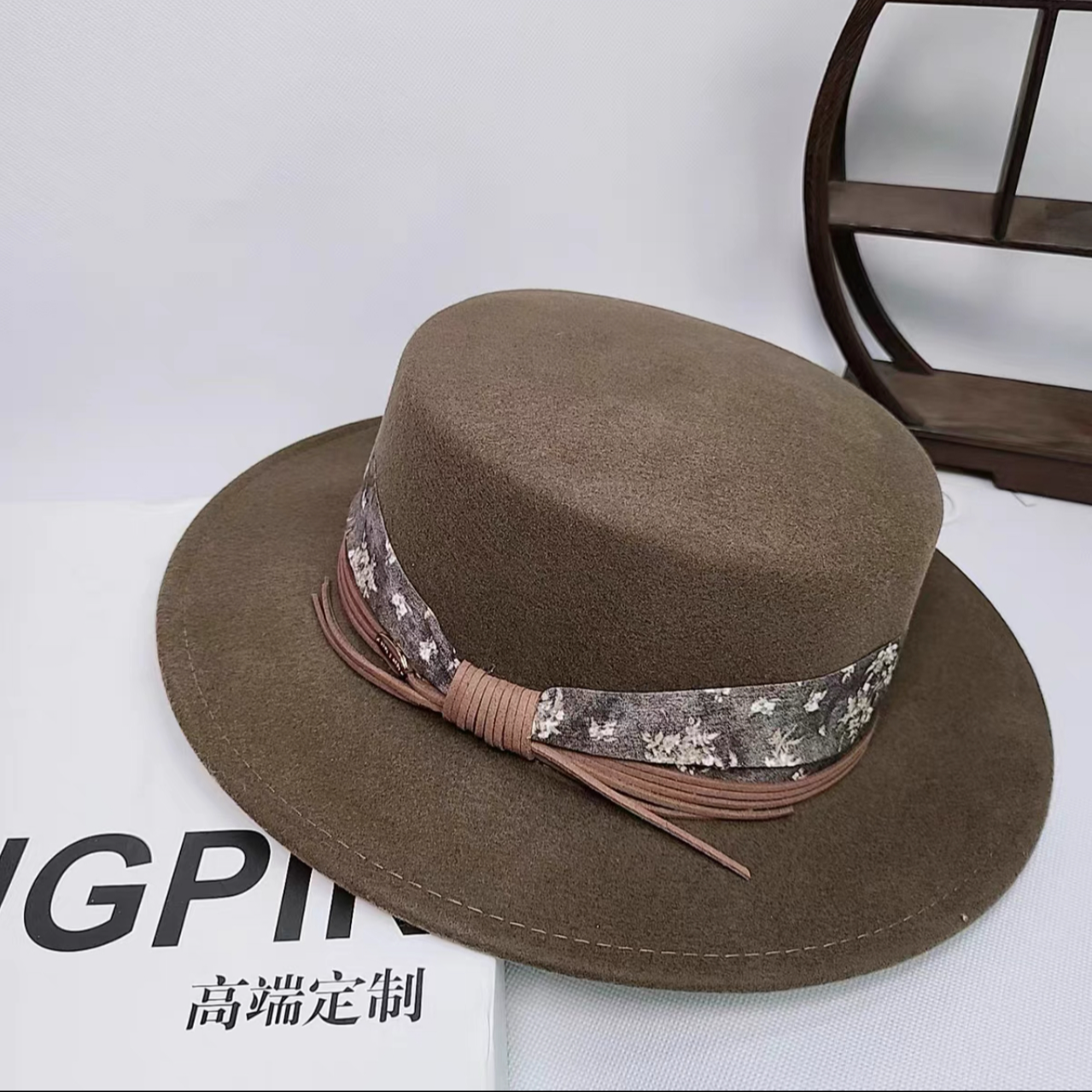 碎花平顶礼帽女英伦复古百搭时尚051