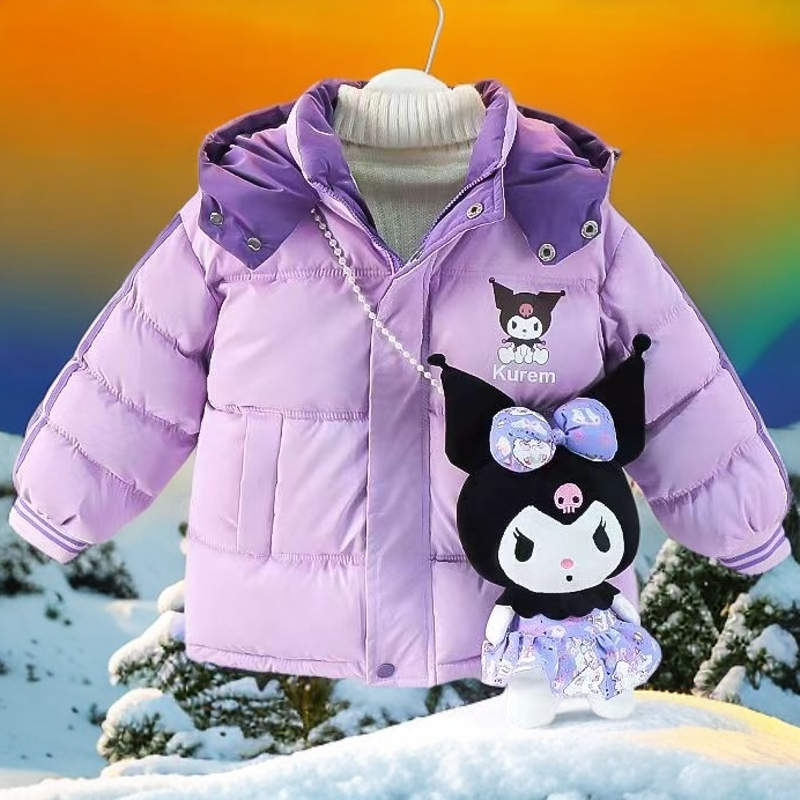 2023女童棉衣加绒加厚时尚保暖洋气冬季女宝棉袄蛋仔娃娃外套