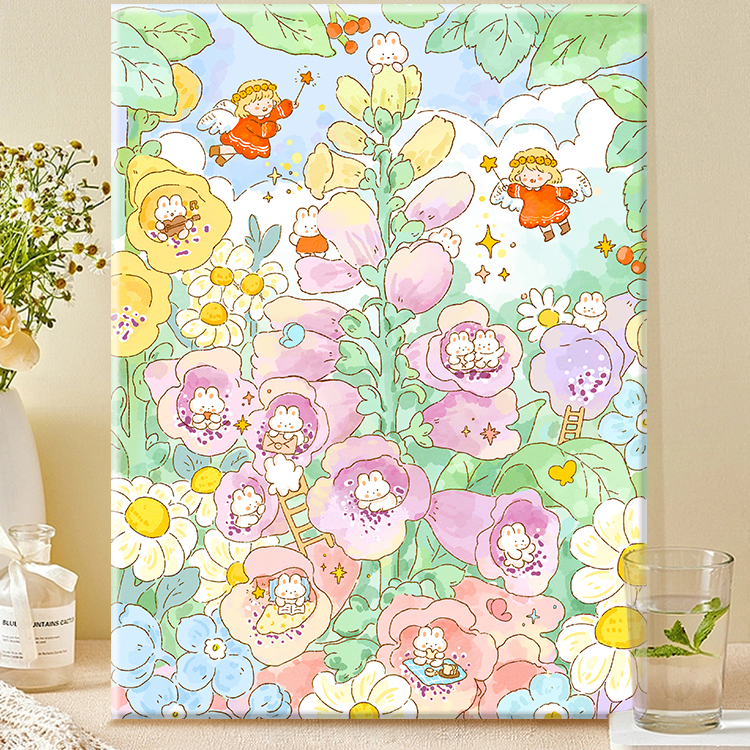 (兔兔花房）diy数字油画红线条手工填涂色解压治愈丙烯装饰画