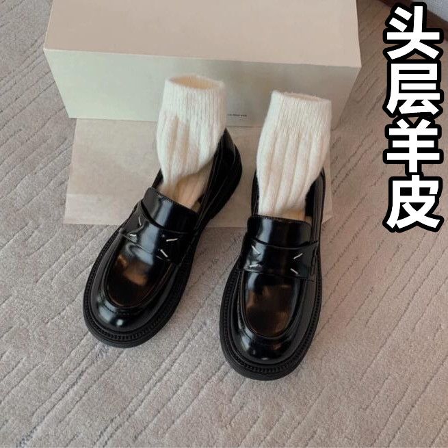 ~时髦英伦圆头乐福小皮鞋女
