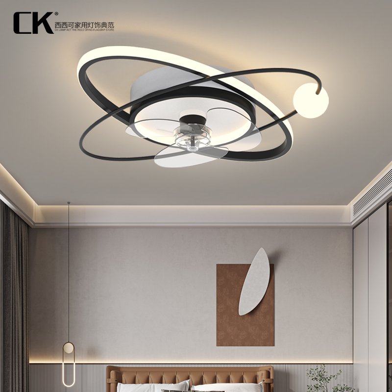 风扇灯卧室灯2022年新款现代简约轻奢大气吸顶灯隐形餐厅灯电扇灯