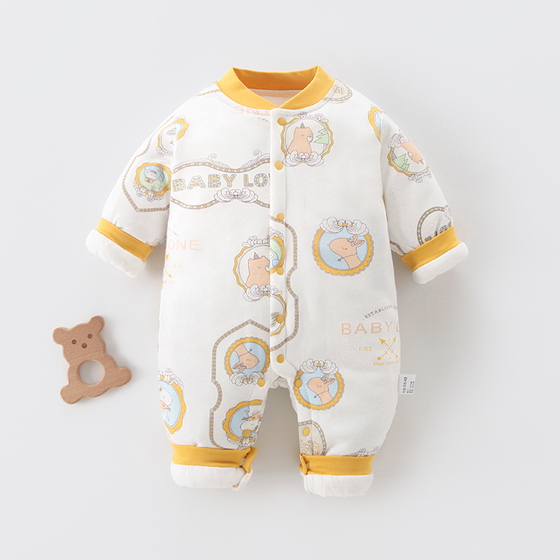 加厚加绒外出服拜年服包屁衣婴儿新生儿棉服款新生衣服连体衣棉衣
