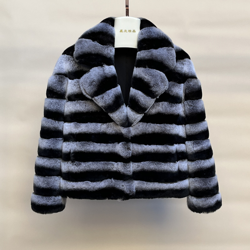 整皮进口獭兔毛龙猫外套时尚短款2024新款