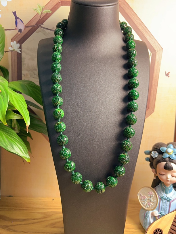 天然A货翡翠腾冲老矿料项链