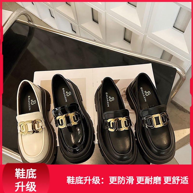 回力潮品英伦风小皮鞋女单鞋新款鞋子百搭厚底爆款复古黑色乐福鞋