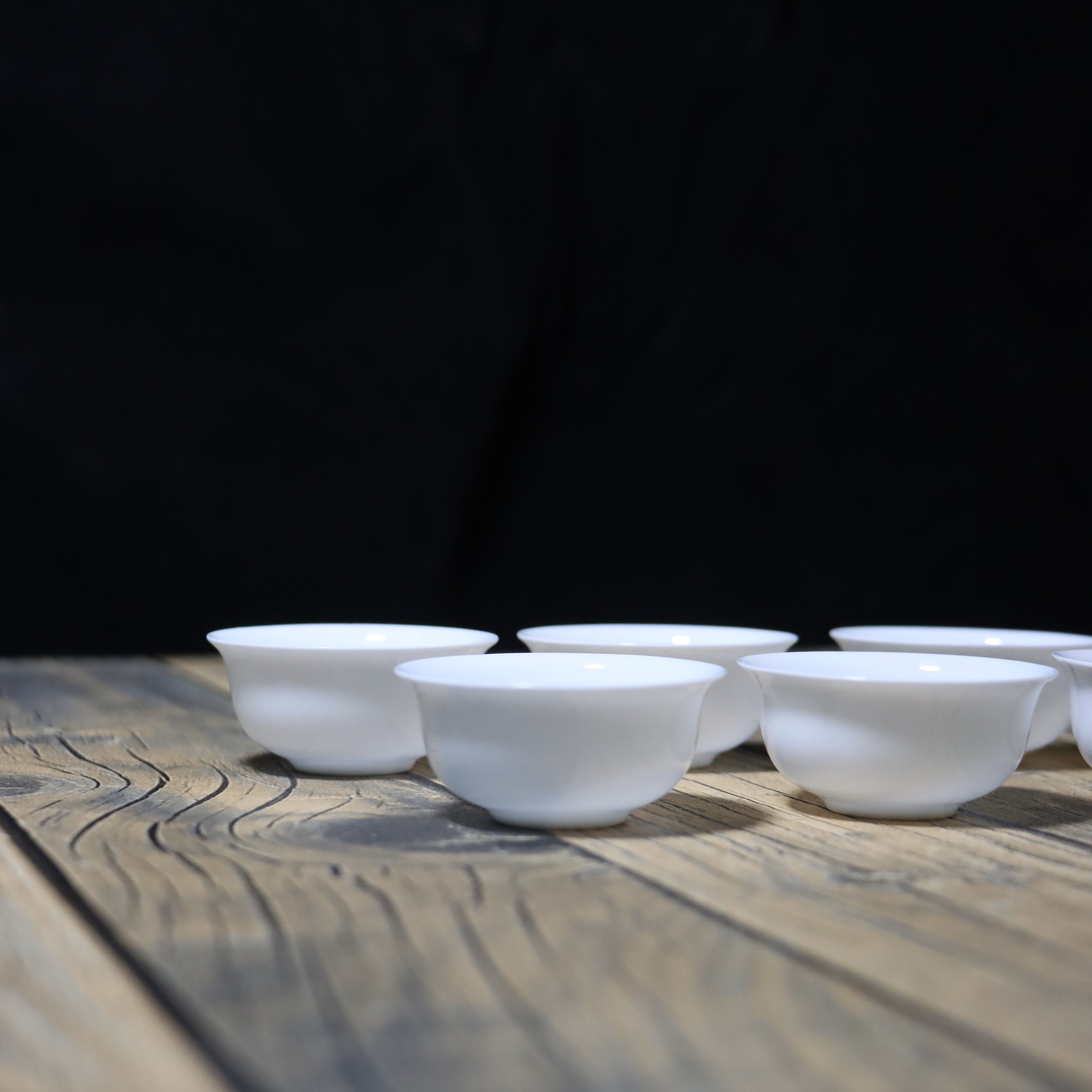 潮州高骨瓷矮反口25cc轻薄小茶杯家用中式纯白喝茶杯矮杯陶瓷茶具