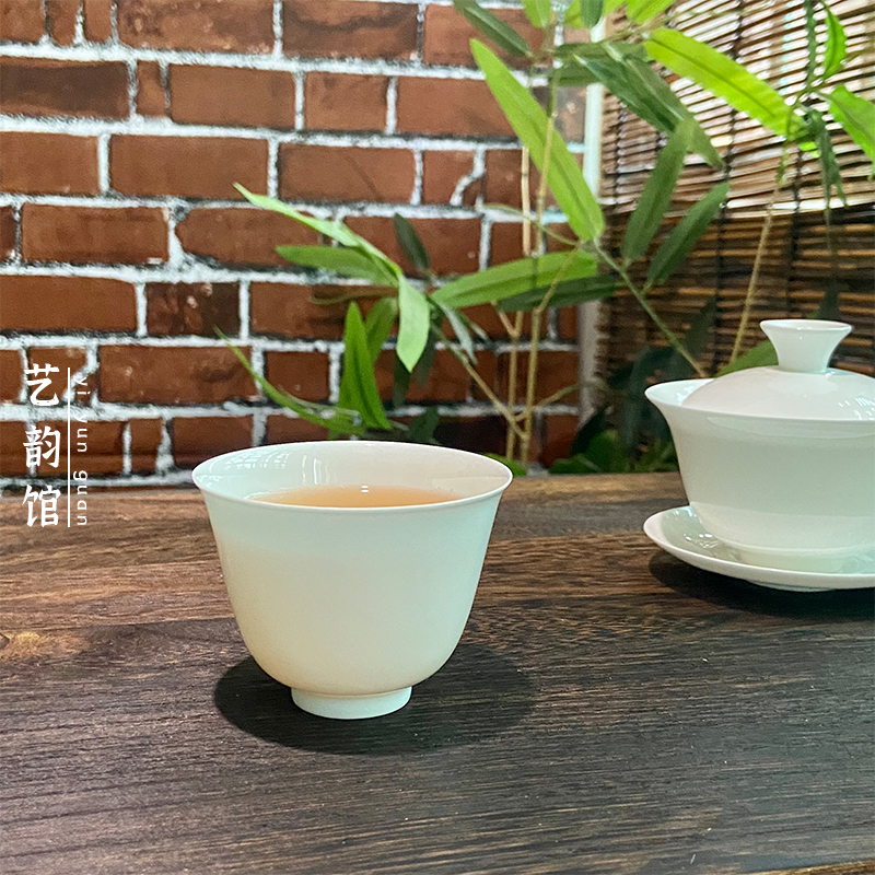 骨瓷白色主人杯单杯功夫茶具茶杯大号80ml高端个人专用品茗杯茶杯