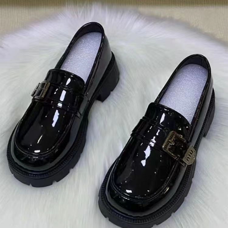 红蜻蜓牌小皮鞋女厚底2023年秋季新款百搭平底单鞋乐福鞋女鞋子