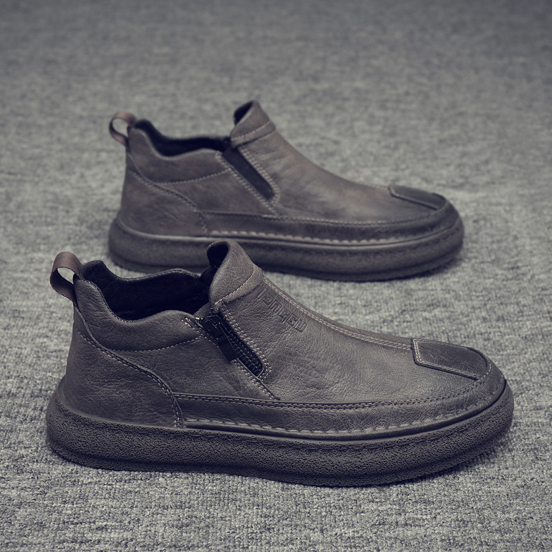 耐克百搭男鞋冬季2024新款防水马丁男士一脚蹬休闲厨师皮鞋工作防