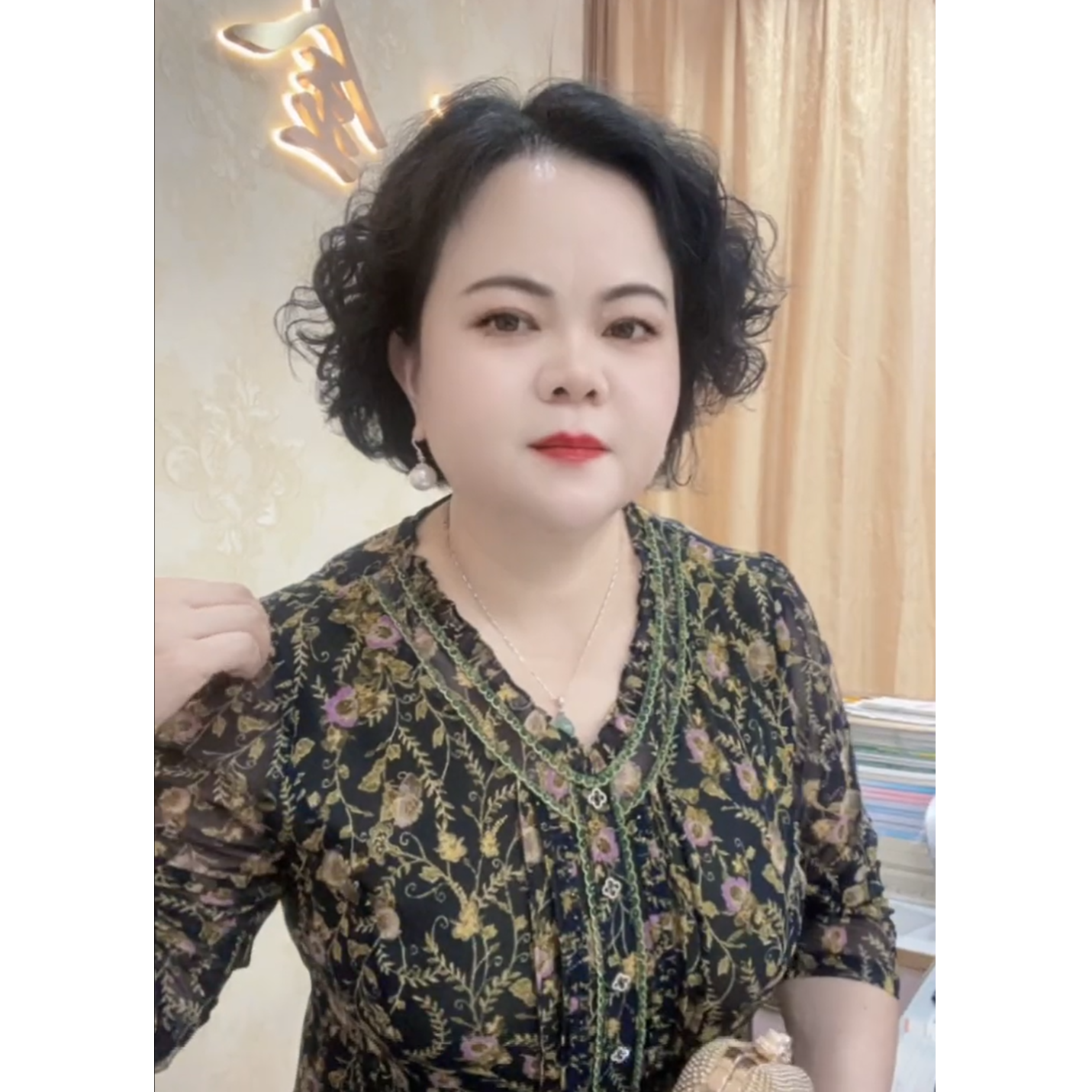 卓金来2024中年妈妈装中长款透气短袖碎花台湾纱女装连衣裙866157