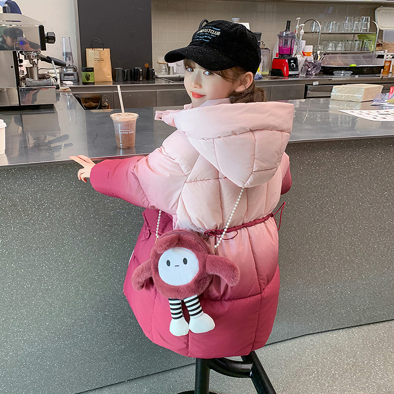 女童羽绒服2023年新款冬季儿童中长款90白鸭绒加厚冬装小女孩外套