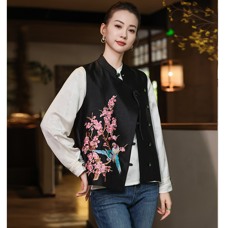 女装时尚复古马甲中式中国风民族风无袖女款宽松马夹新中式立领