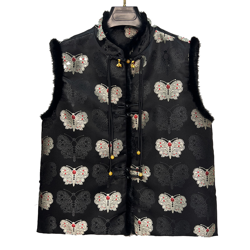 新中式黑色高级感国风女棉衣棉服复古保暖2025秋冬新款轻国风马甲