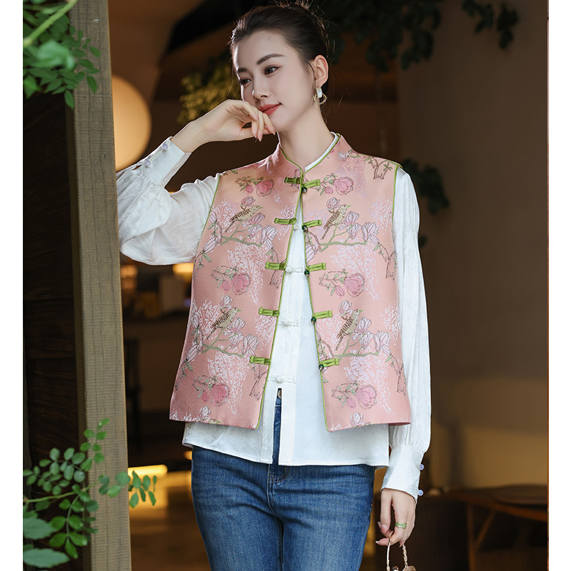 新中式宽松马夹无袖时尚秋冬中国风复古民族风新款短款提花马甲