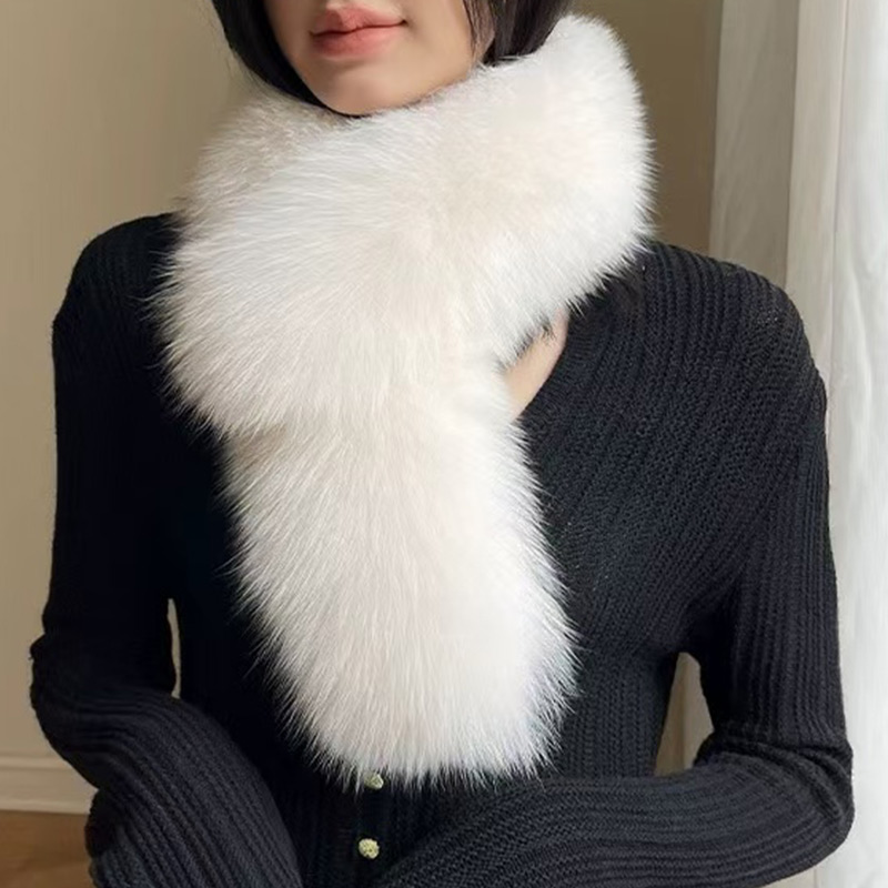 环保水貂毛围脖毛领毛绒皮草冬款保暖百搭针织加厚女士网红毛毛领