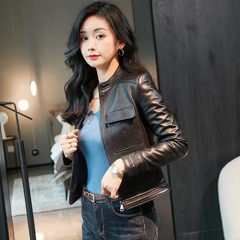 初恋公主时尚春秋冬真皮绵羊皮短款女装修身外套韩版女士百搭显瘦
