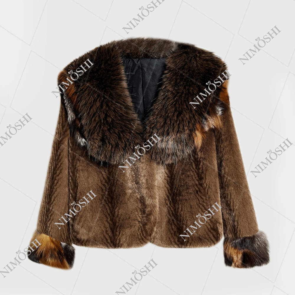 NIMðSHI【莎莎】秋冬新款法式风气质显瘦减龄渐变毛毛外套L5091