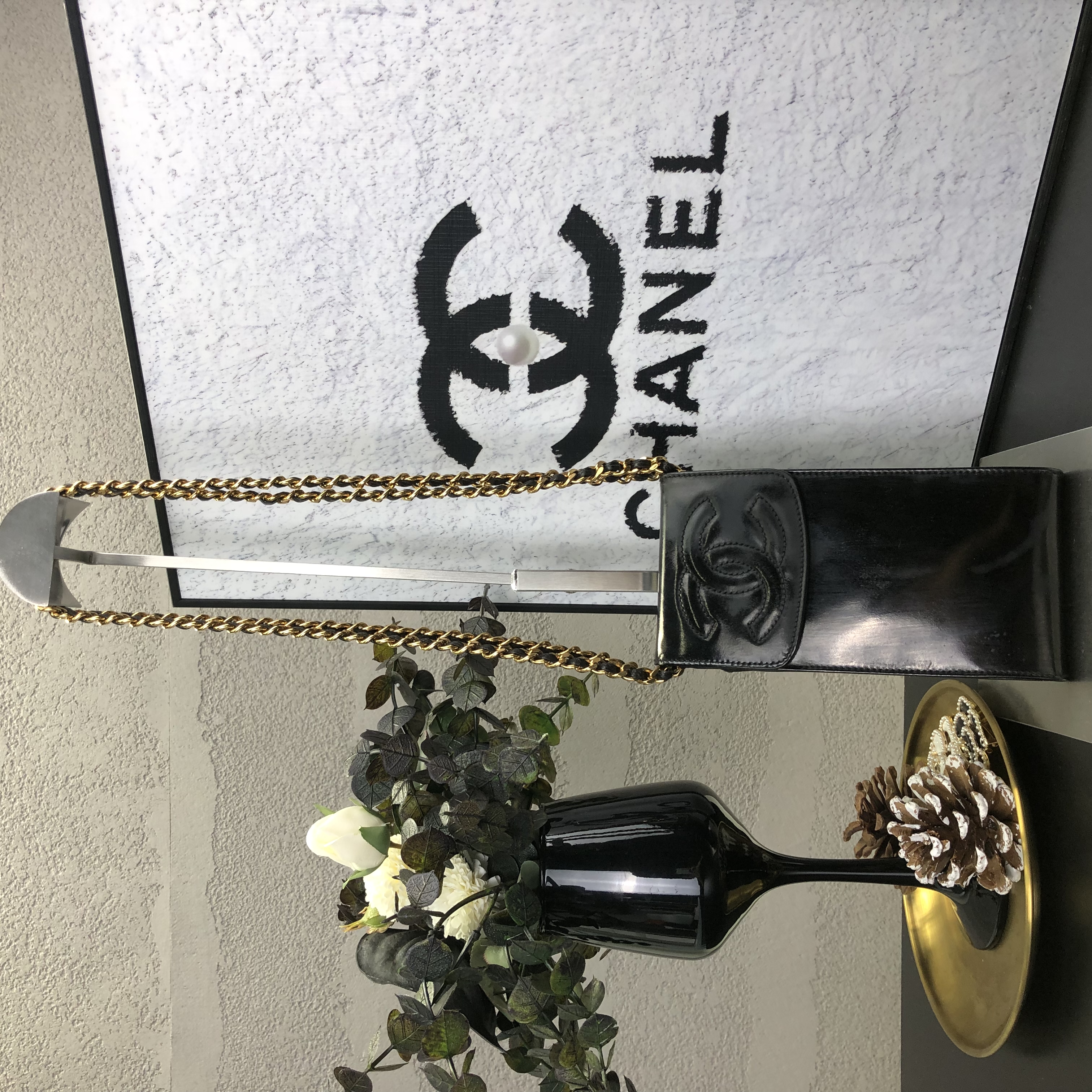 95新 Chanel/香奈儿 漆皮mini链条手机包 3开底长17