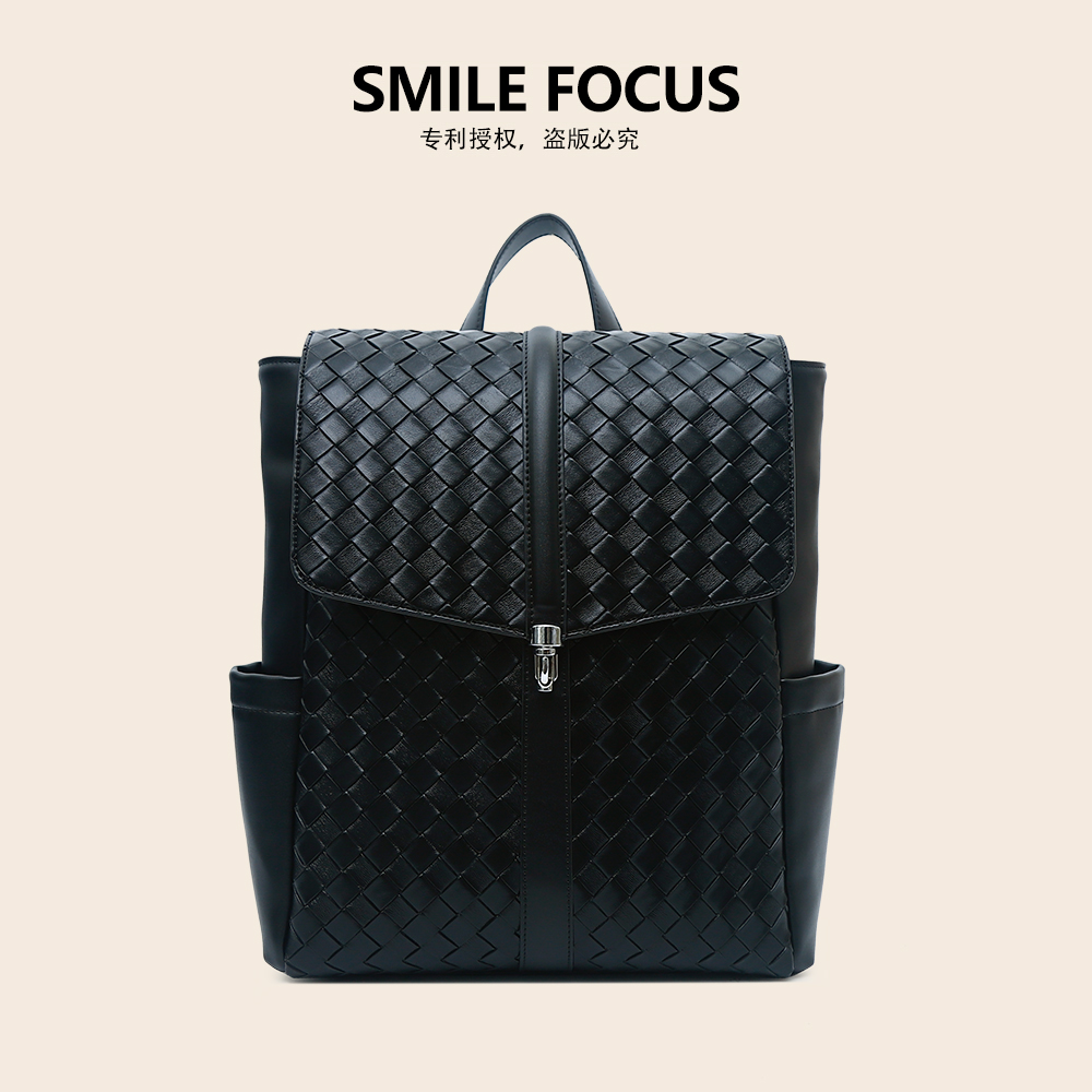 SMILE FOCUS微笑有约2025新款编织大容量出差旅行双肩背包