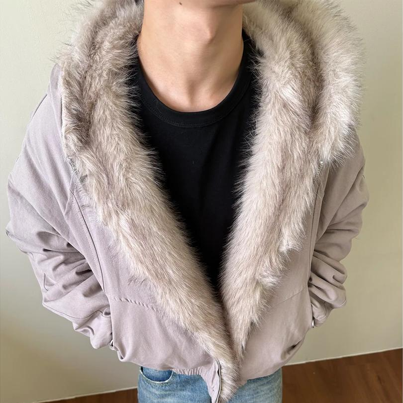 美式cleanfit座山雕棉衣外套男款秋冬季加绒加厚防寒毛领连帽夹克