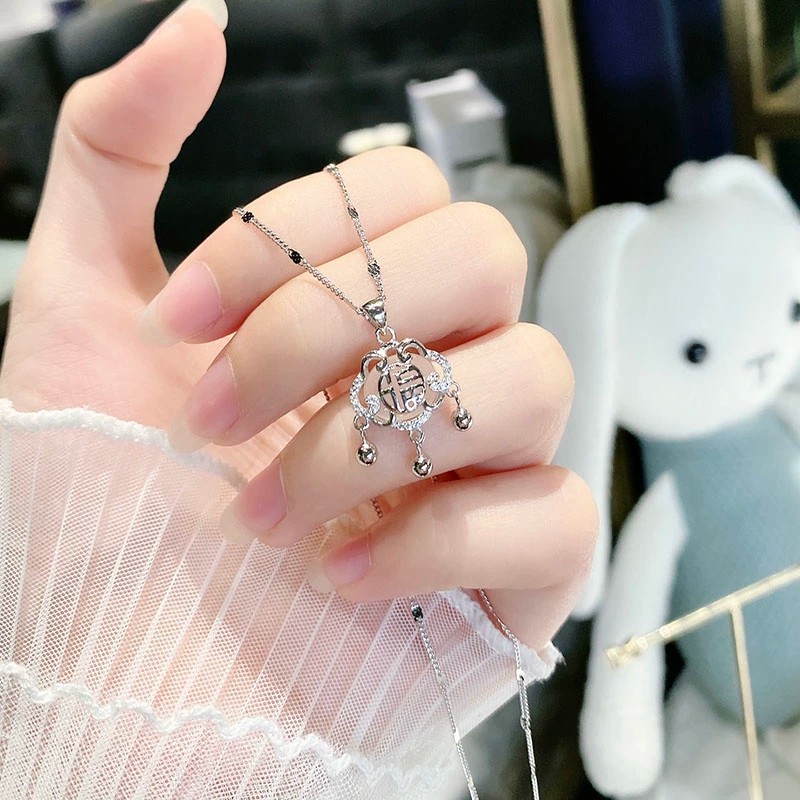 坠链均足银 999纯银平安锁纯银项链女款七夕情人节礼物女生送女友