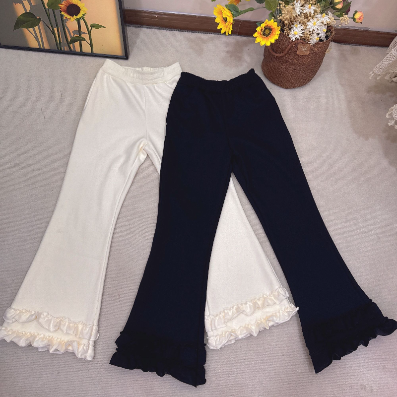 《米粒》63156森系小清新松紧腰宽松百搭舒适加绒加厚裤子