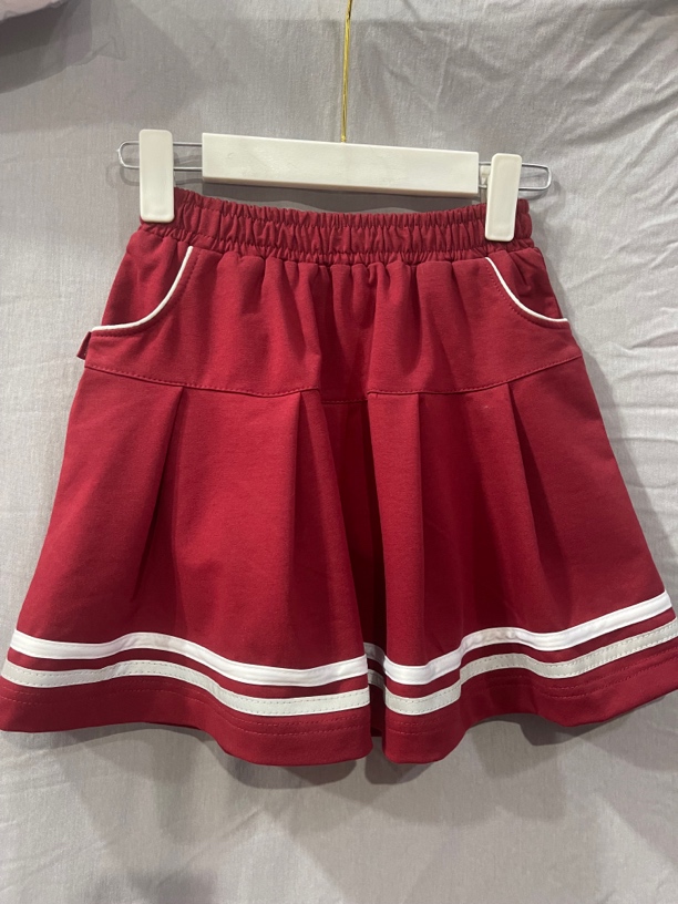 夏季校服红色半身裙女童运动服装时尚大童百褶裙裤短裙子学生